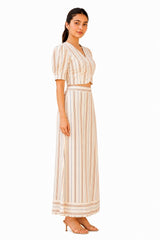 Dune Coord with subtle vertical patterns and intricate motif embroidery