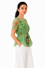 Lune Top understated neutral shirt with subtle patterned texture